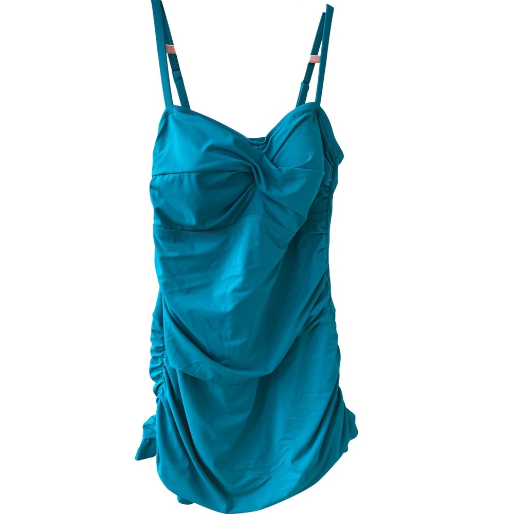 Swimsuits For All Teal OnePiece Swimsuit Size 20 Ruched Tummy Control Adj Straps